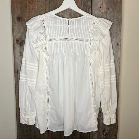 Madewell Kaisley Top Voile White Pin Tuck Ruffle Blouse small - Picture 8 of 13